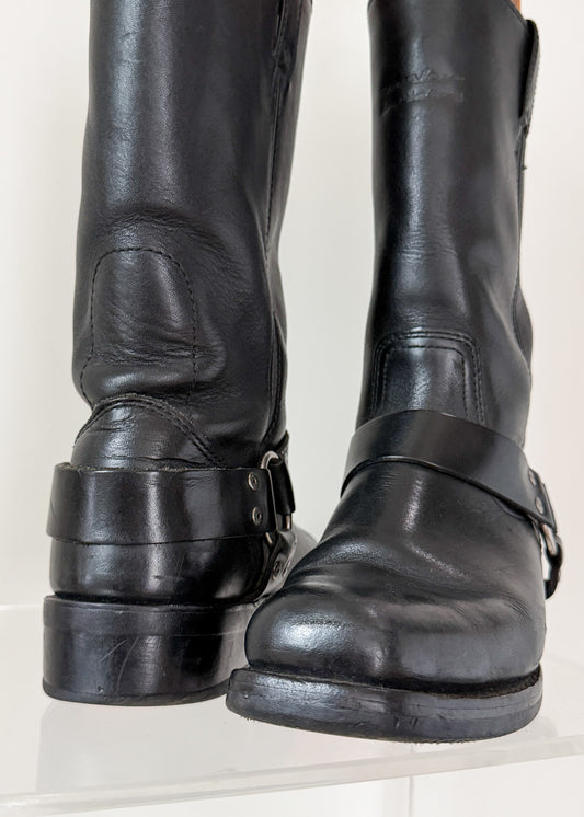 Harley-Davidson Black Leather Harness Motorcycle Biker Boots (men’s 9 US)