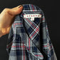 Xirena Navy Gray and Red Plaid Flannel 1/4 Button Down Top (S)