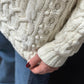 Yarnworks Handknit Cozy Cream Heavy Knit Roll Neck Sweater (M)