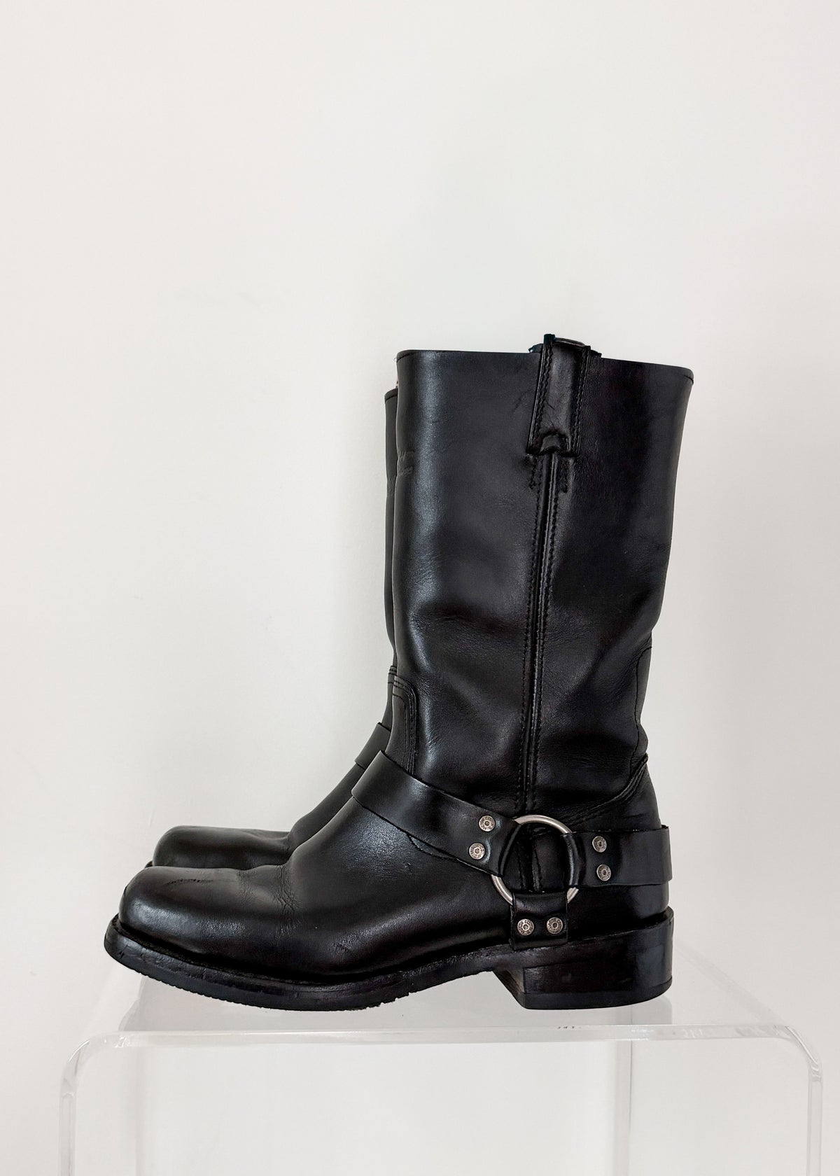 Harley-Davidson Black Leather Harness Motorcycle Biker Boots (men’s 9 US)