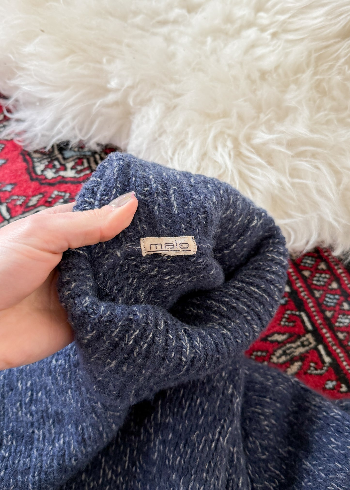 Malo Cashmere Navy Blue Men's Turtleneck Sweater (2X or 54)