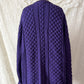 Vintage Aran Crafts Ireland Purple Merino Wool Cable Knit Cardigan (XL)