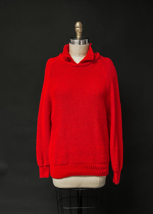 Vintage 80s Gap Clothing Co. Red Collared Knit Pullover Sweater (M)