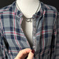 Xirena Navy Gray and Red Plaid Flannel 1/4 Button Down Top (S)