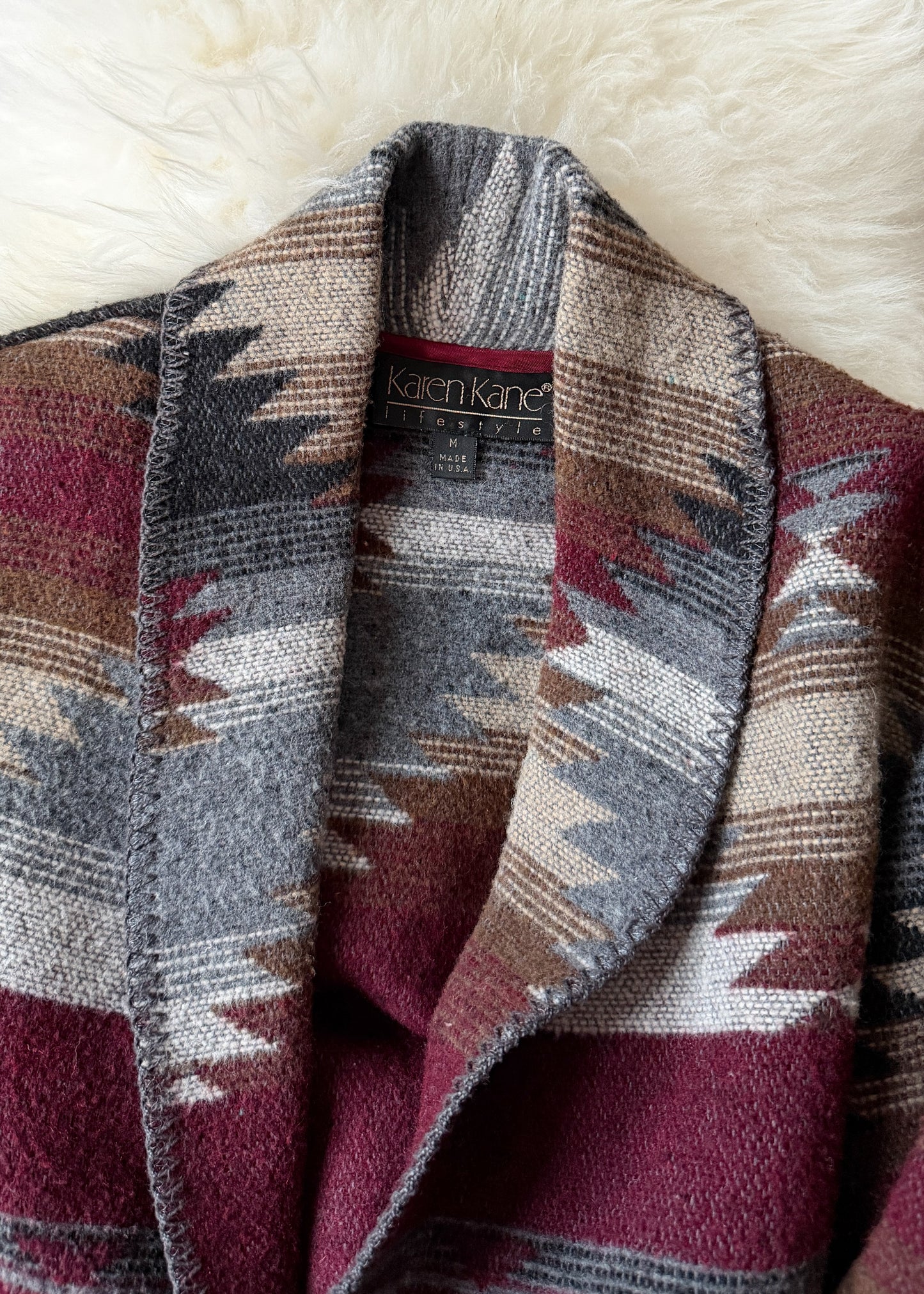 Vintage 90s Karen Kane USA Wool Blend Oversized Blanket Jacket Blazer (M)