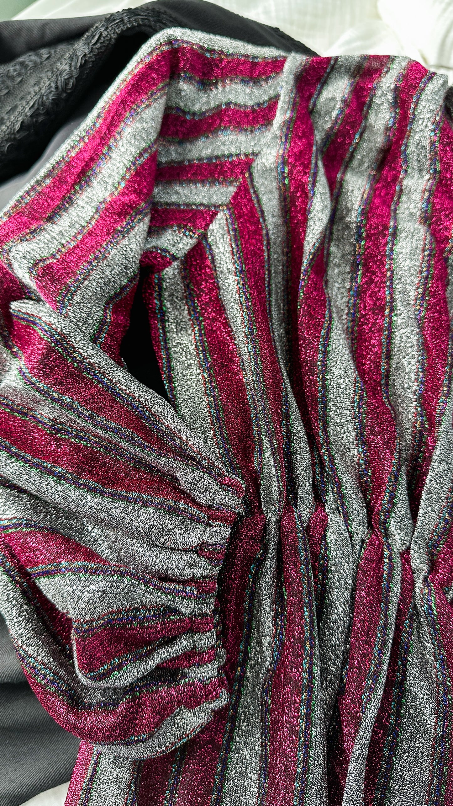 Vintage 70s Magenta and Silver Dancing Queen Maxi Dress (S)