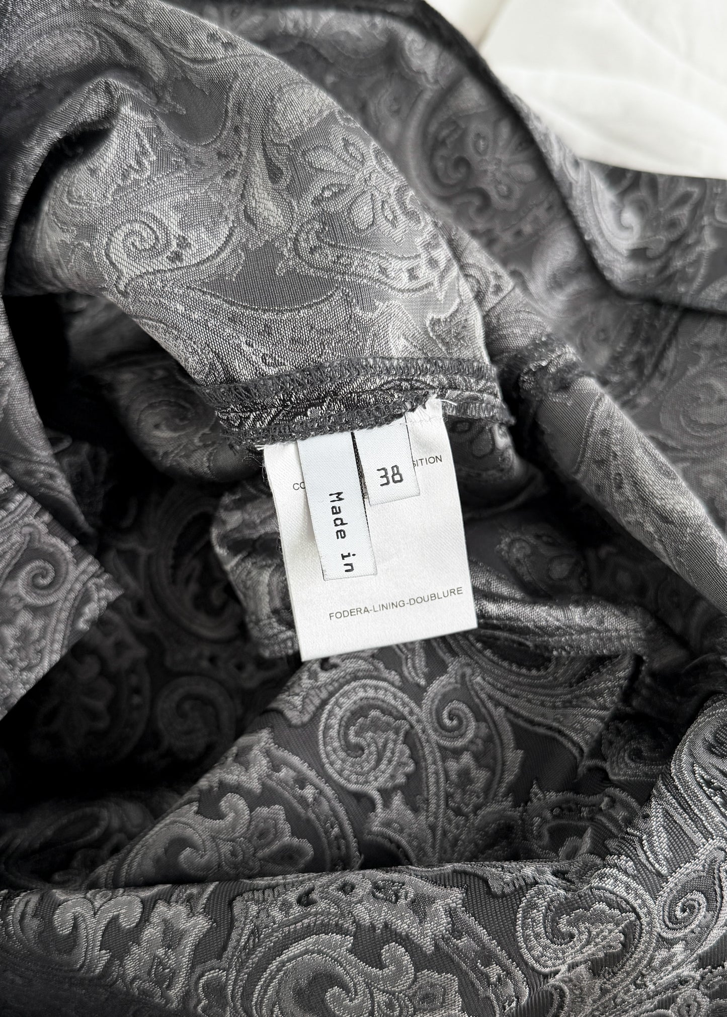 Balenciaga Gray Silver Jacquard 100% Silk Mini Skirt (38 or US 6)