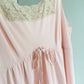 Vintage 90s Baby Pink Square Neck Tie Front Full Length Nighty Sleepwear