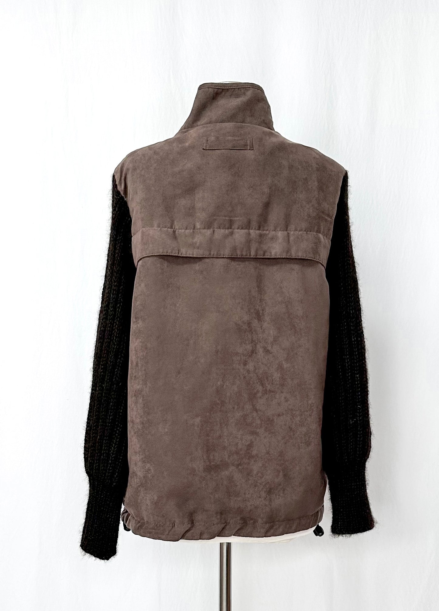 Vintage Weatherproof Chocolate Brown Knit Sleeve Contrast Jacket (M)