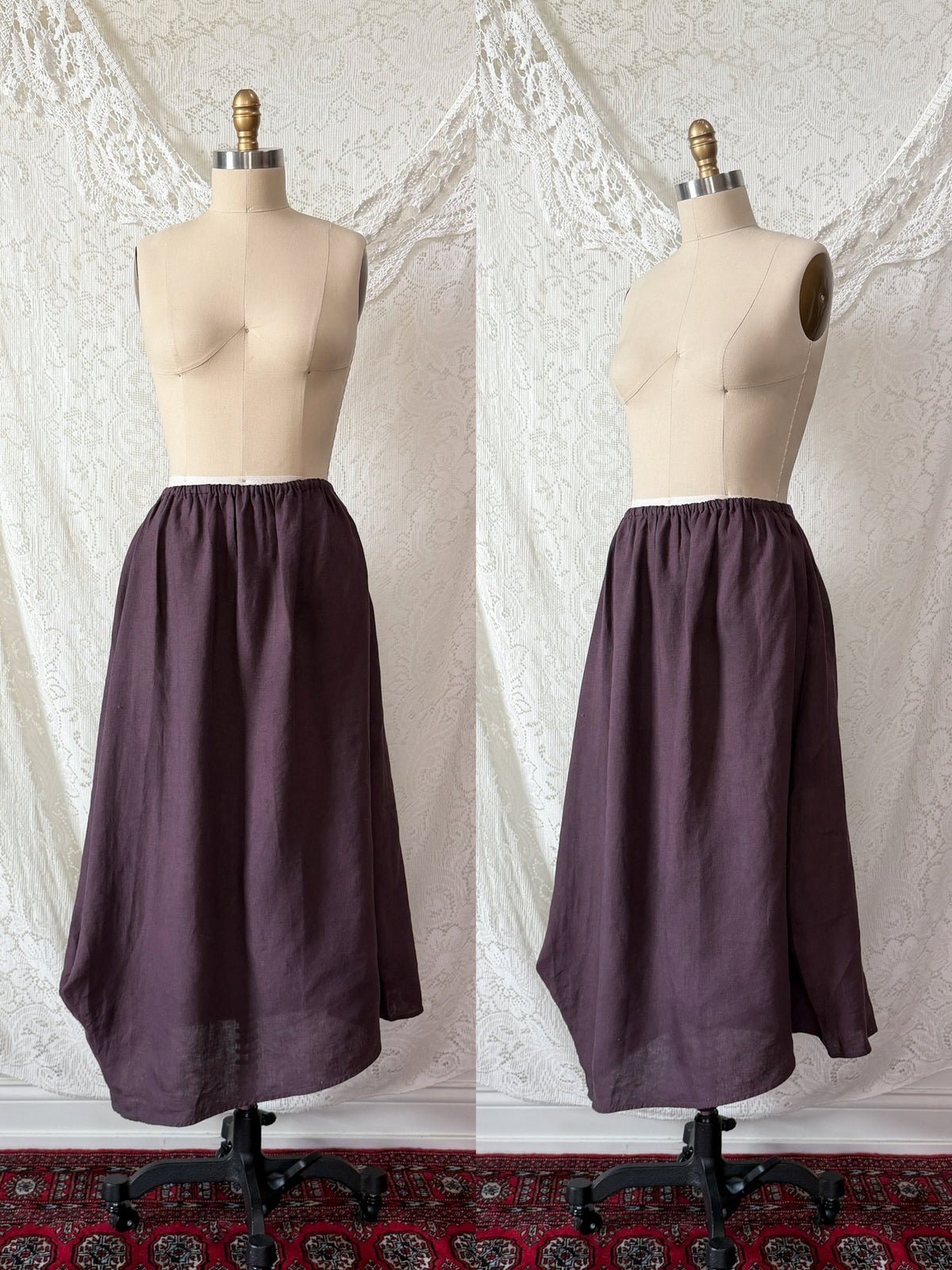 KL Playwear Brown 100% Linen Balloon Maxi Skirt (one size)