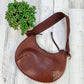 Gucci Mahogany Brown Leather Half Moon Crescent & Woven Shoulder Purse