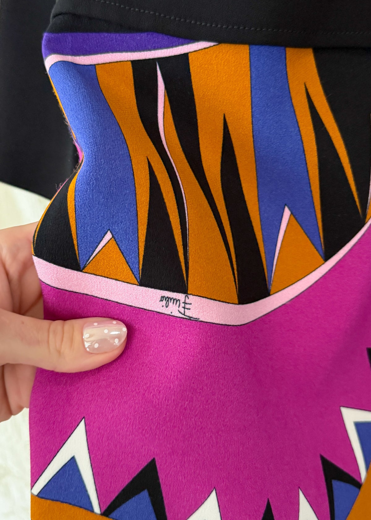 Emilio Pucci Magenta Black Purple Signature Print Silk Lined Dress (US 6)
