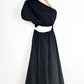 Stateside Poplin Black One-Shoulder Twist Maxi Dress (S)