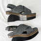 Marni Gray Wool Felt Cross Front Square Toe Sculptural Wedges (39 or 8.5)