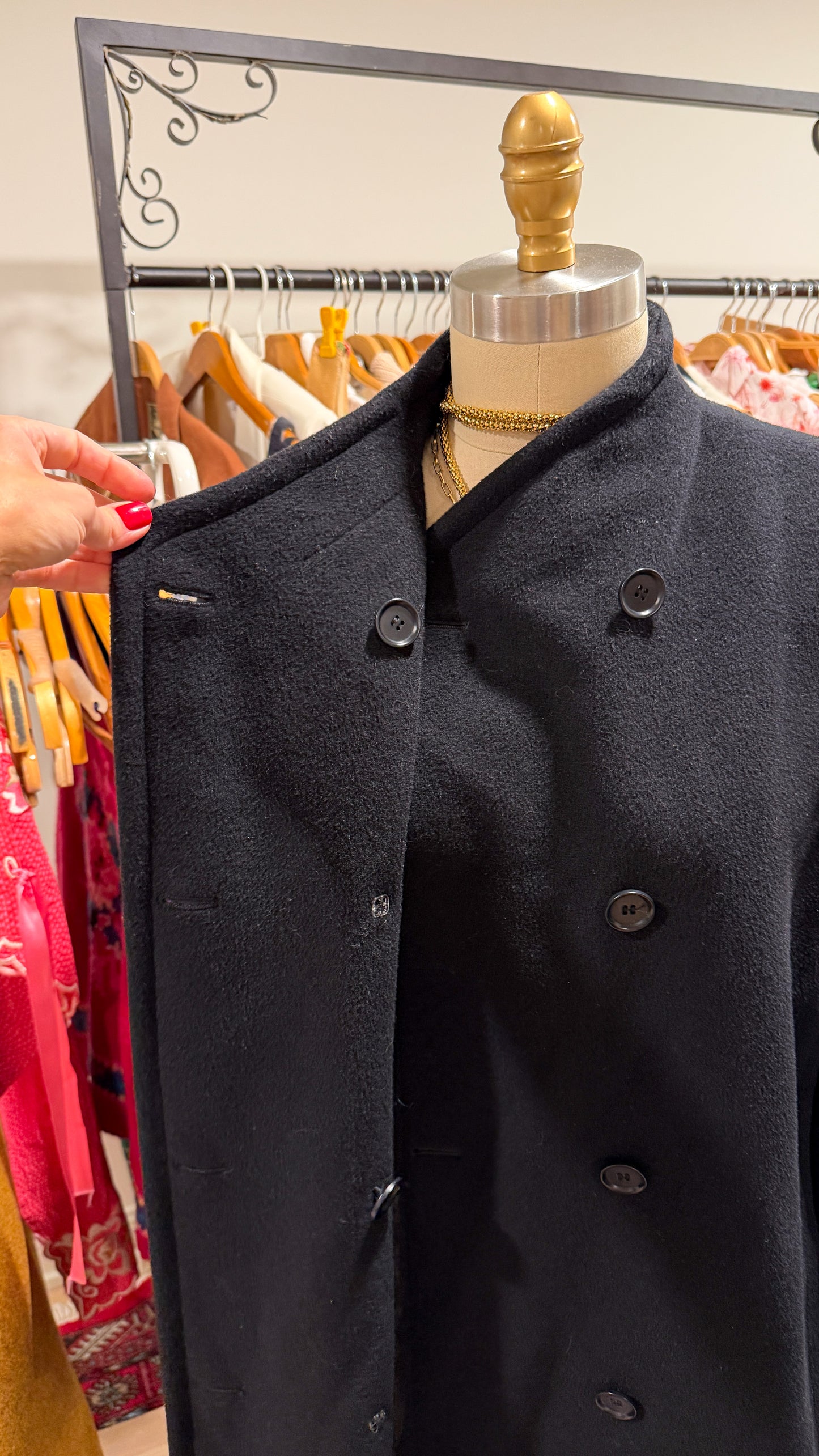 Max Mara Black Wool Long Coat (US 14)