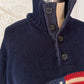 Vintage 00s Polo Ralph Lauren Navy RL67 American Flag Cotton Linen Mock Neck Button Sweater