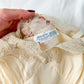 Vintage 80s Union Made Lady Lynne Cream Silky Lace Trim Slip Dress (M)