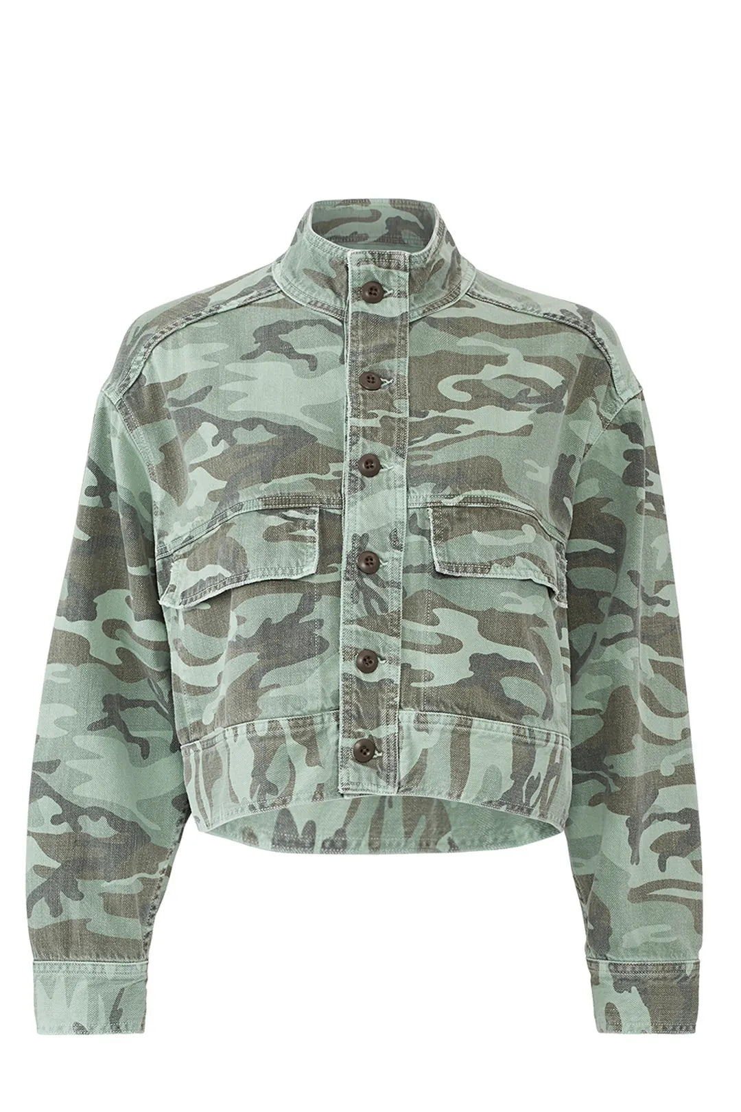 Anthropologie Amo Army Patch Green Camo Jacket (M)