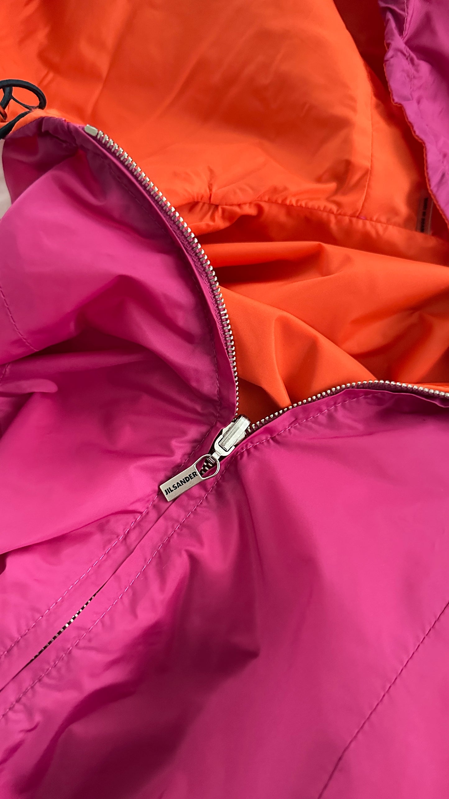 Jil Sander Magenta and Orange Reversible Hooded Wind Breaker Nylon Jacket