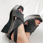 Marni Gray Wool Felt Cross Front Square Toe Sculptural Wedges (39 or 8.5)