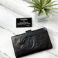 Vintage 2003 Chanel Black Lambskin Leather Bi-Fold Large Wallet