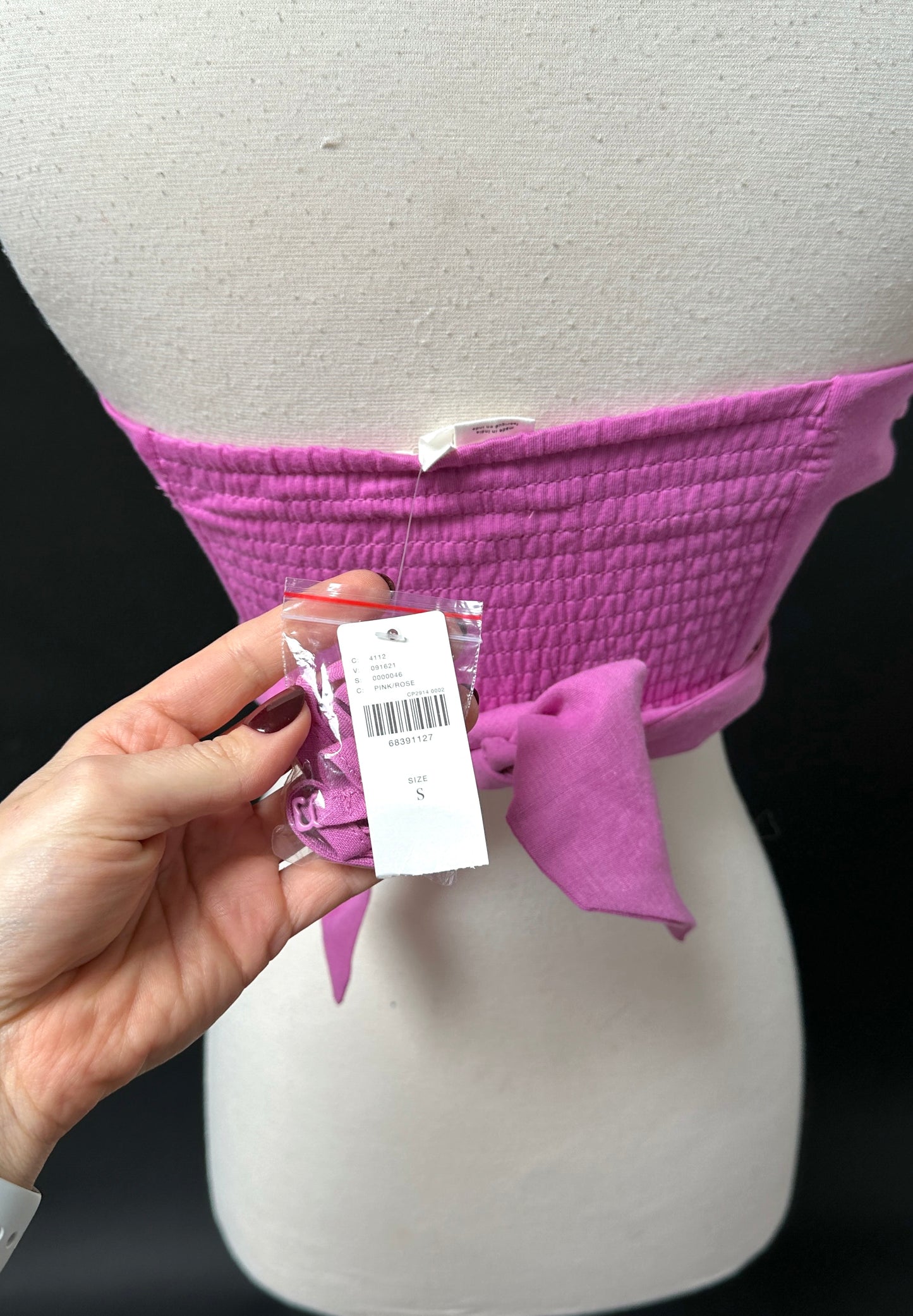 NEW Anthropologie Pink Ruffle Wrap and Tie Tube Top (S)