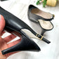 Vintage Chanel Black Leather Cap Toe Slingback Heels (38)