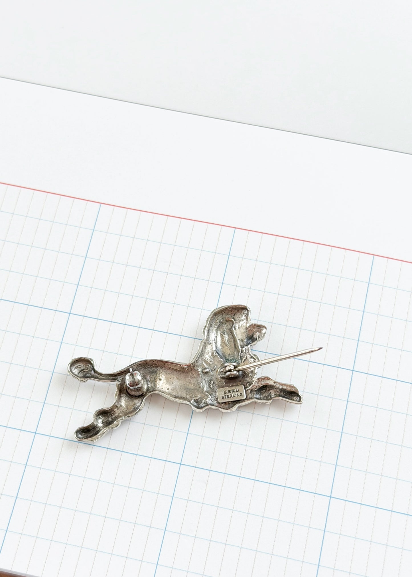 Vintage Beau Sterling Silver Standard Poodle Dog Brooch  Mid-Century Animal Pin