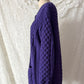 Vintage Aran Crafts Ireland Purple Merino Wool Cable Knit Cardigan (XL)