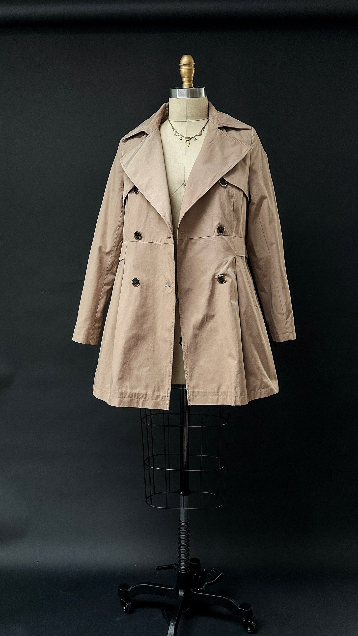 Via Spiga Khaki Brown Hooded Skirted Water Resistant Trench Coat (S)