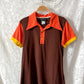 Big Bud Press Peanut Butter Cup Brown Orange Yellow Colorblock Polo Top (M)