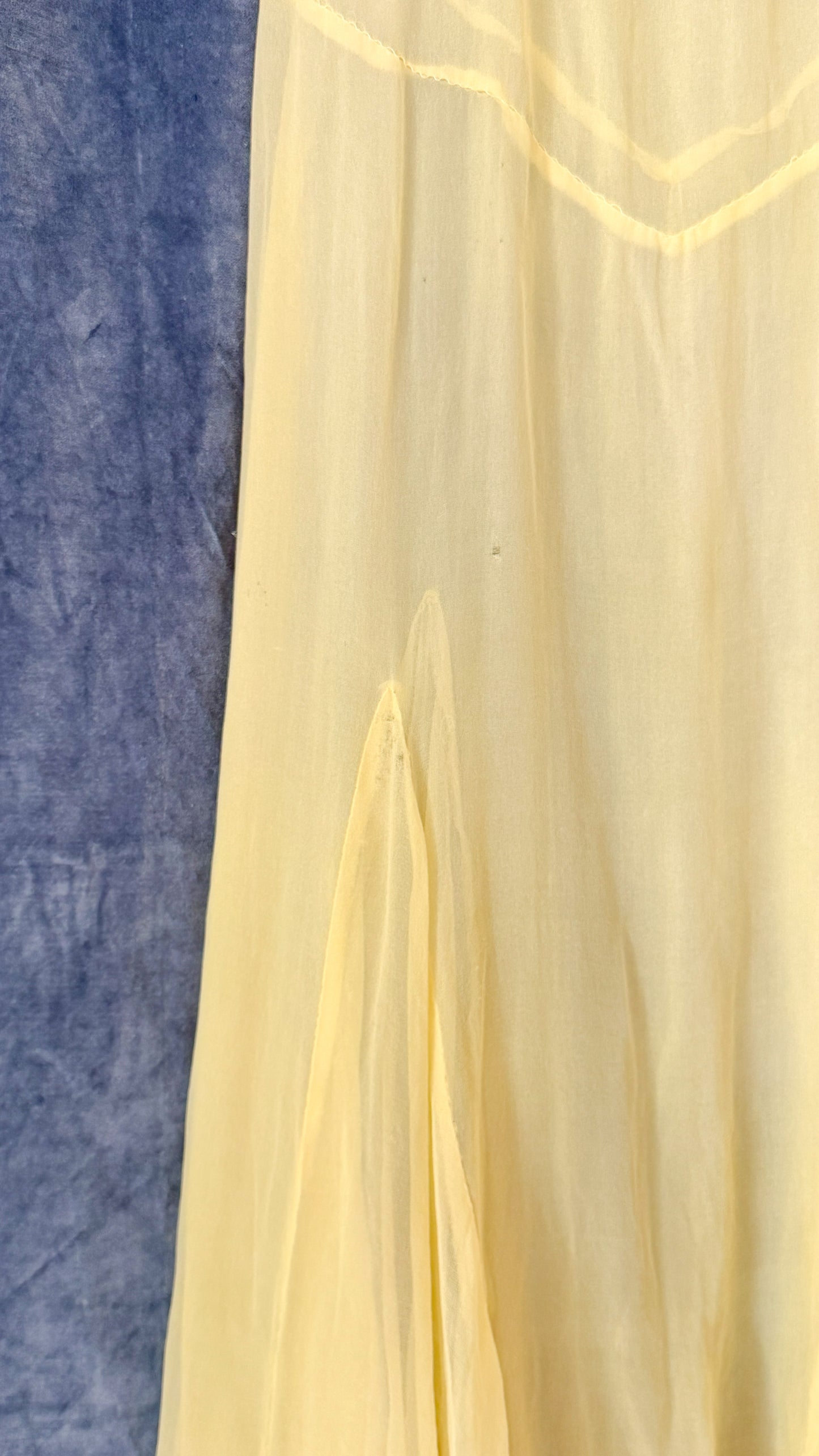 1930s Butter Yellow Silk Chiffon Bias Cut Dress