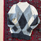 Vintage 90s Liz Sport White & Gray Argyle Cozy Knit Sweater (M)