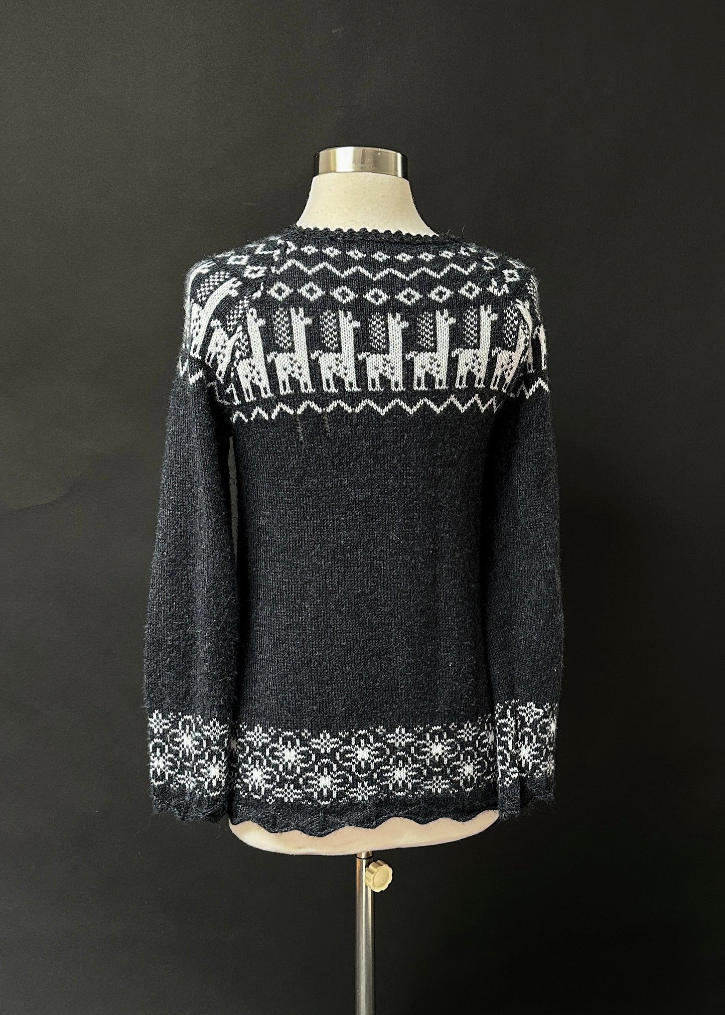 Gray and White Alpaca Knit Sweater (S)