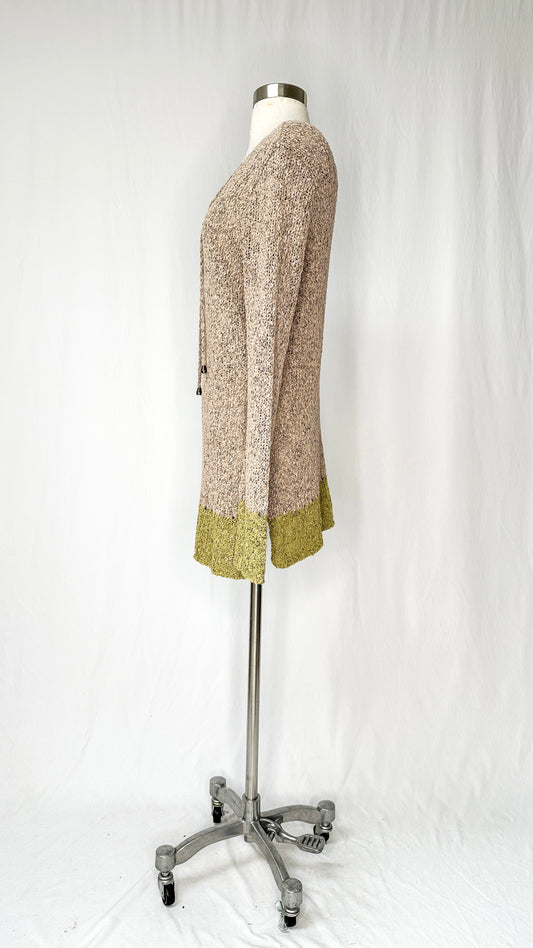 Soft Surroundings Tan & Chartreuse Knit Tunic (S)