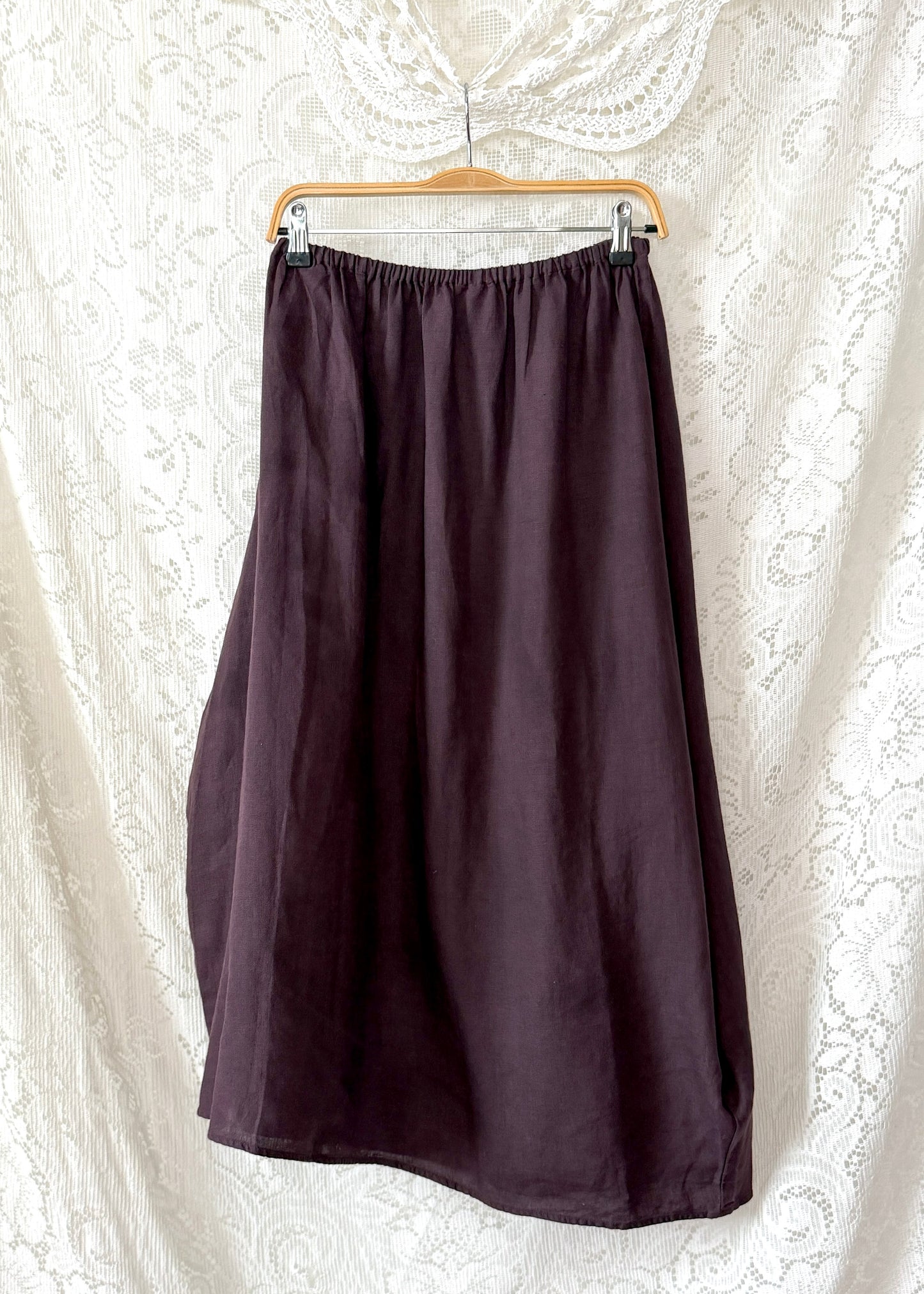 KL Playwear Brown 100% Linen Balloon Maxi Skirt (one size)
