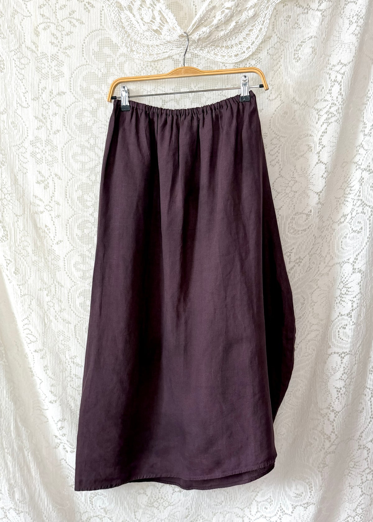 KL Playwear Brown 100% Linen Balloon Maxi Skirt (one size)