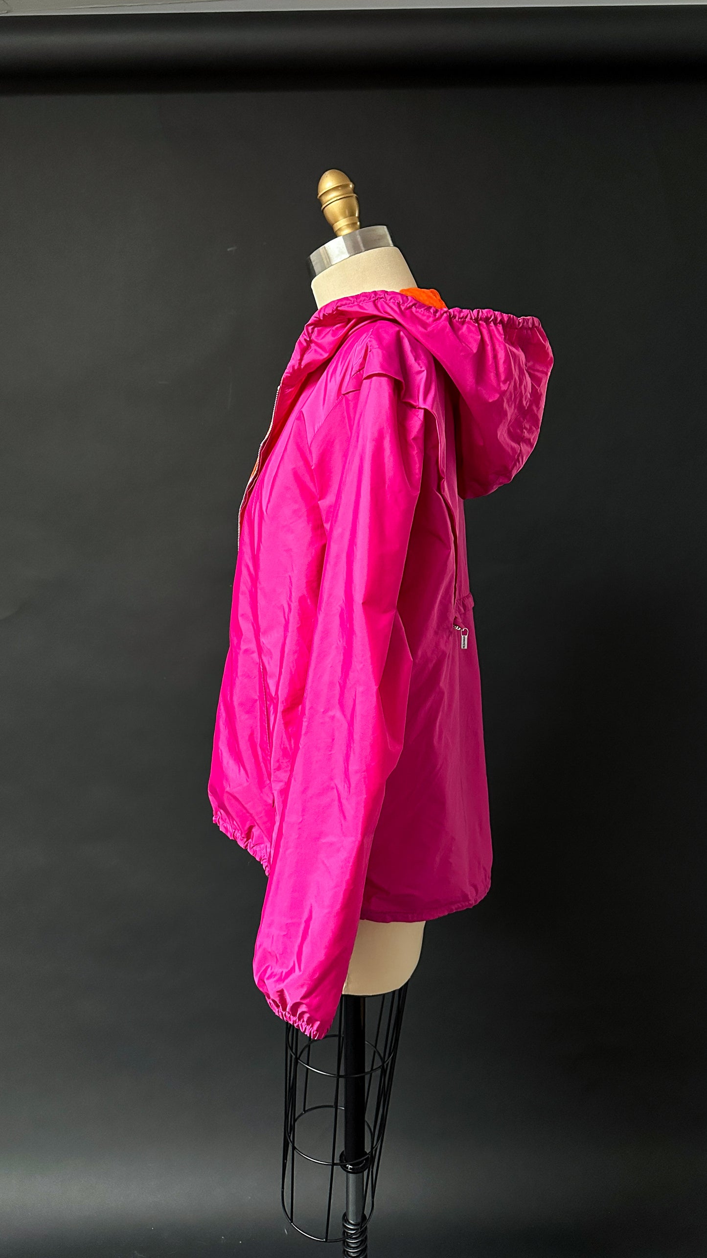 Jil Sander Magenta and Orange Reversible Hooded Wind Breaker Nylon Jacket