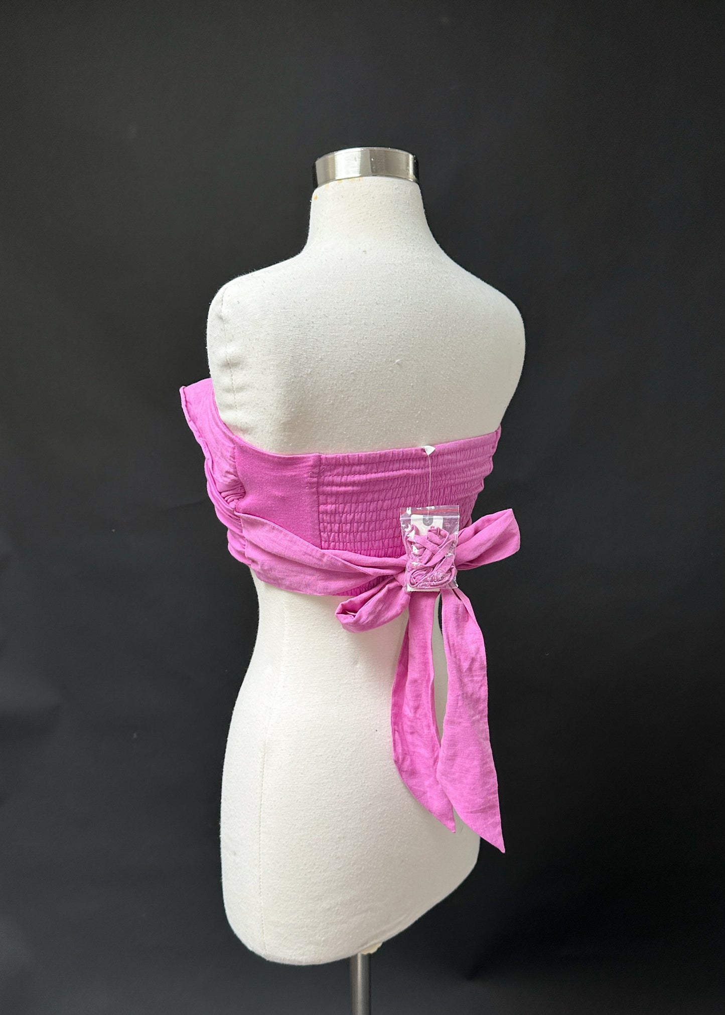 NEW Anthropologie Pink Ruffle Wrap and Tie Tube Top (S)