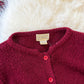 Vintage 80s Emotions Dark Red Acrylic Cardigan Sweater (M)