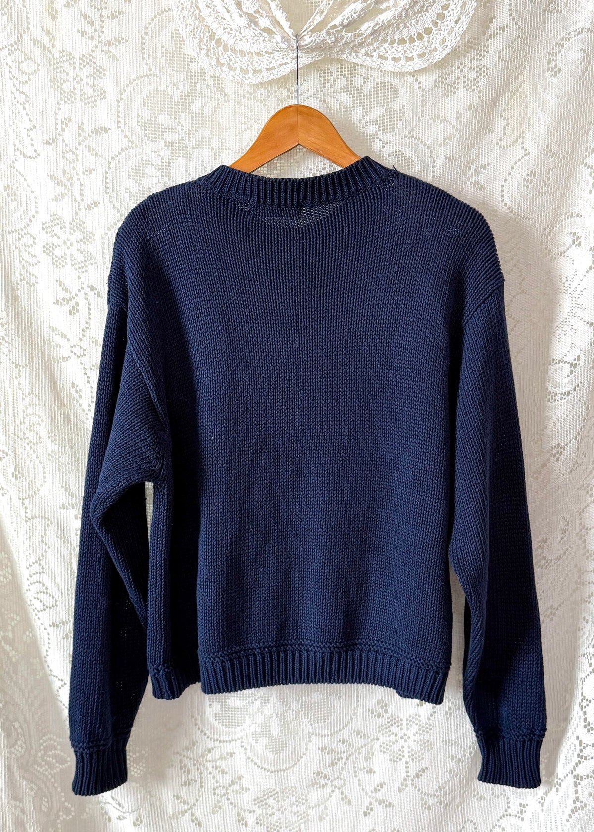 Vintage 90s American Eagle For Her Navy Embroidered Cardigan Sweater (M)