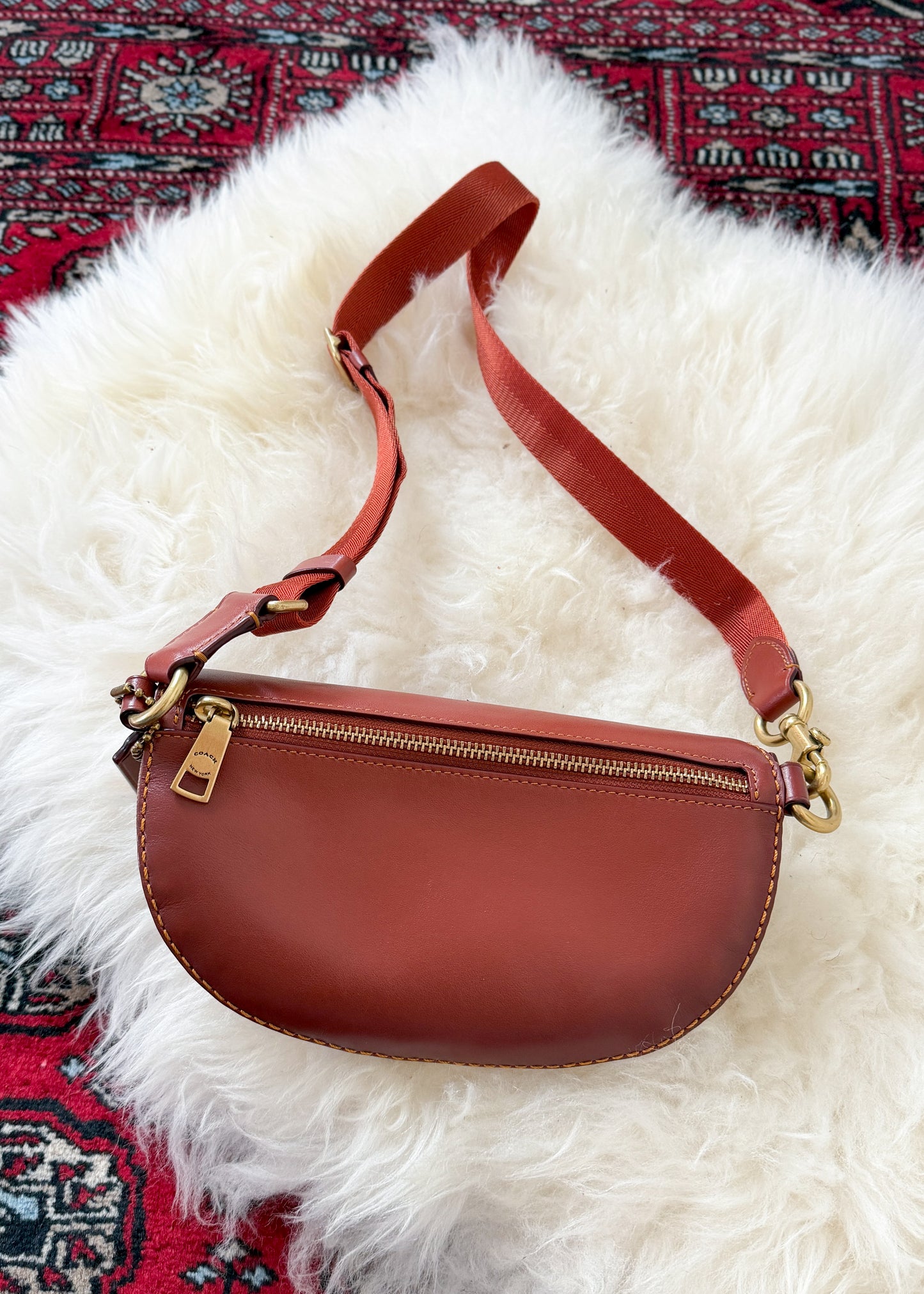 NEW Coach Bethany Belt Bag in Signature Canvas Brown Leather