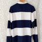 Vintage 90s 00s Polo Ralph Lauren Navy White Striped Crest Rugby Shirt (XL)