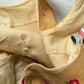 Vintage 1950s Burlap Rose Embroidered Garden Party Belted Dress