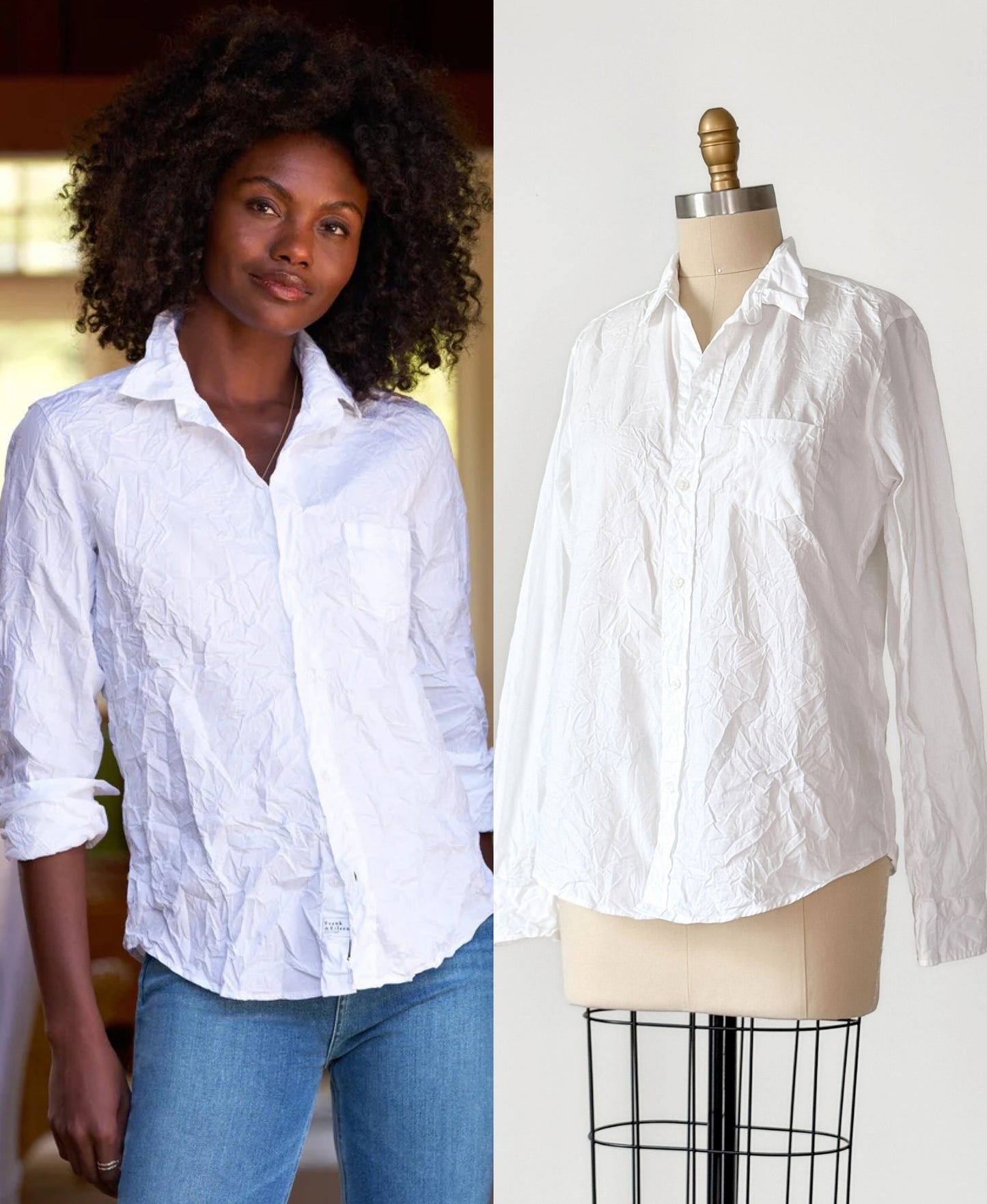 Frank & Eileen Barry Tailored Button Down in Signature Crinkle White Cotton (M)
