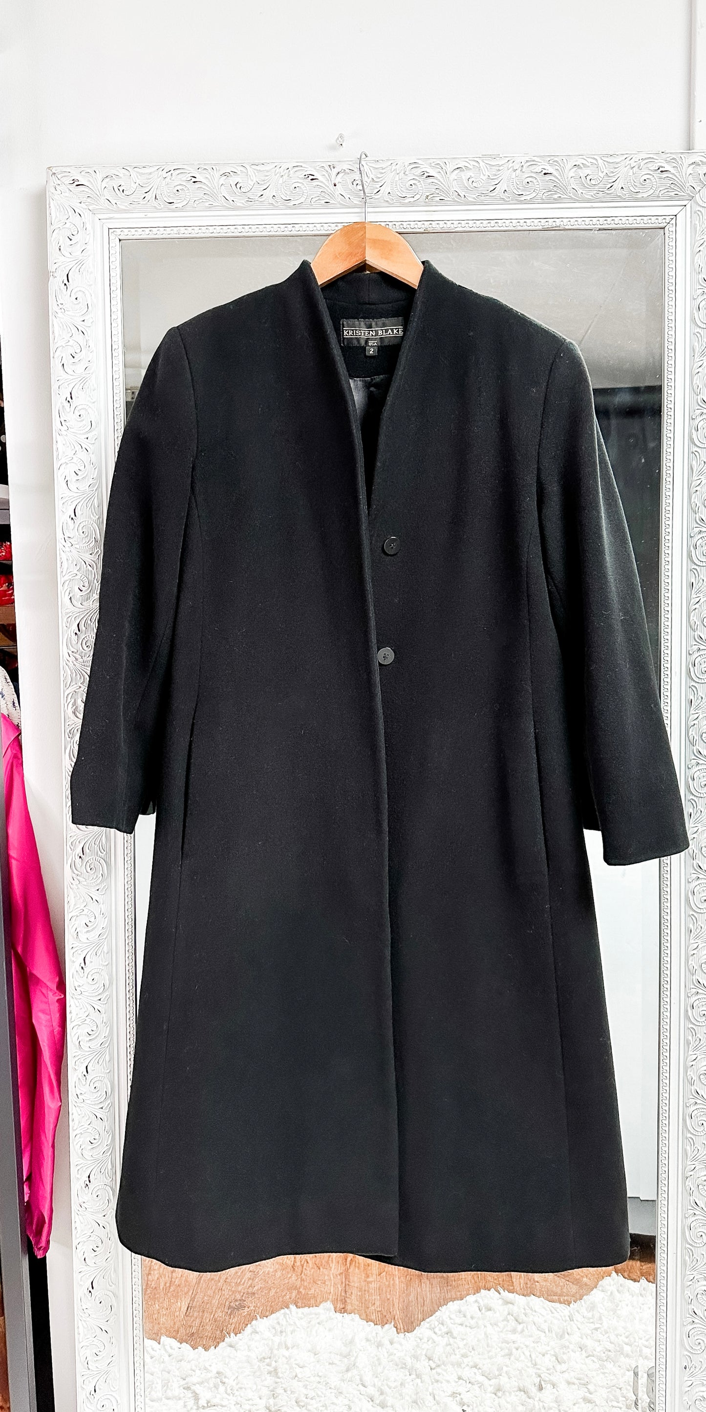 Kristen Blake Timeless Cashmere Blend Black Coat (S or 2/4)