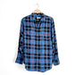 Equipment Standard Silk Blue Plaid Top (S)