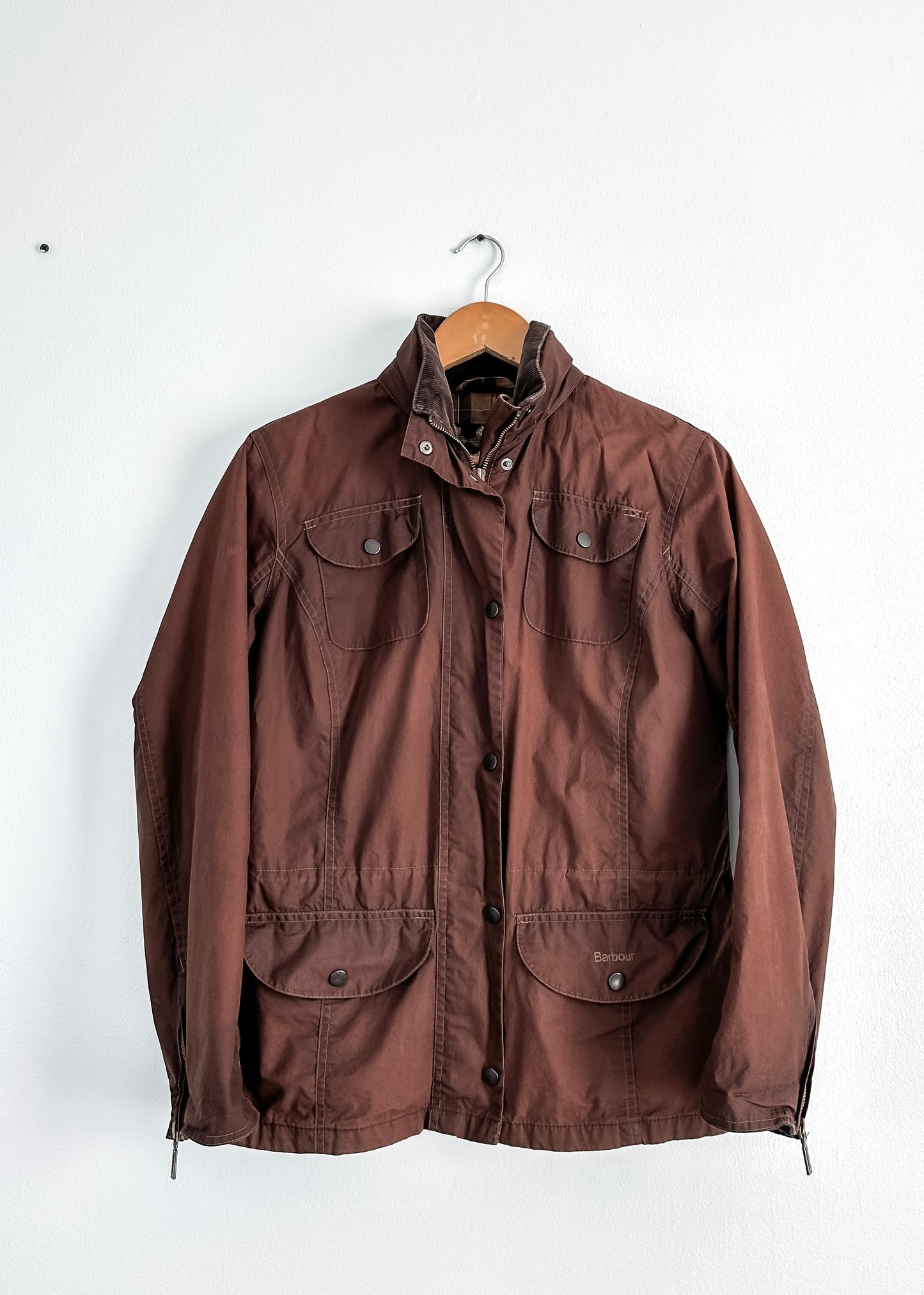 Barbour Women’s Brown Waxed Cotton Summer Sapper Utility Field Jacket (US 8)