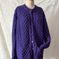 Vintage Aran Crafts Ireland Purple Merino Wool Cable Knit Cardigan (XL)
