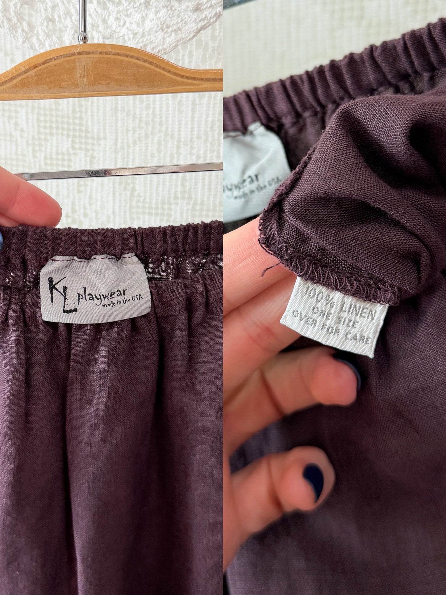 KL Playwear Brown 100% Linen Balloon Maxi Skirt (one size)